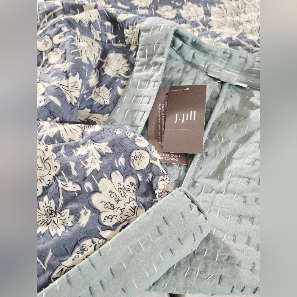 NEW J Jill Pure Cotton Indian Kantha Stitched Quilt Patch Pocket Jacket Size Lrg - Picture 7 of 16